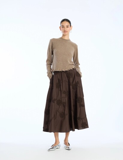 ROTATE Birger Christensen Flower Maxi Skirt Brown 32 ROTATE Birger Christensen Flower Maxi Skirt Brown 32