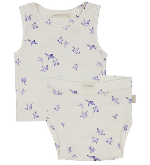 Petit Piao Blue Bird Undertøy Set Printed 62