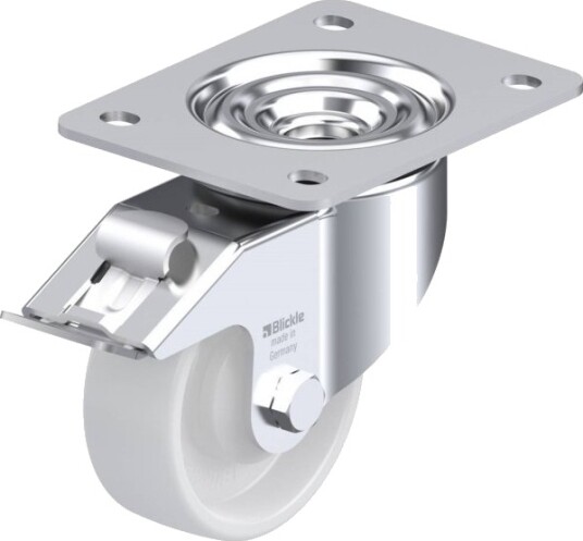 Blickle 637744 Lk-Po 100Ka-3-Fi Styrehjul Med Bremse, Hjuldiameter: 100 Mm, Bæreevne (Maks.): 280 Kg, 1 Stk
