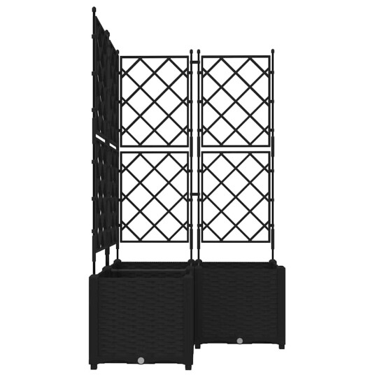 Hagepotte med spalier 3 stk Svart 80x80x143 cm