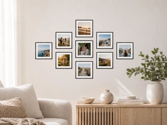 Personlige Svarte Fotoliste Veggklistremerker   Sett med 9