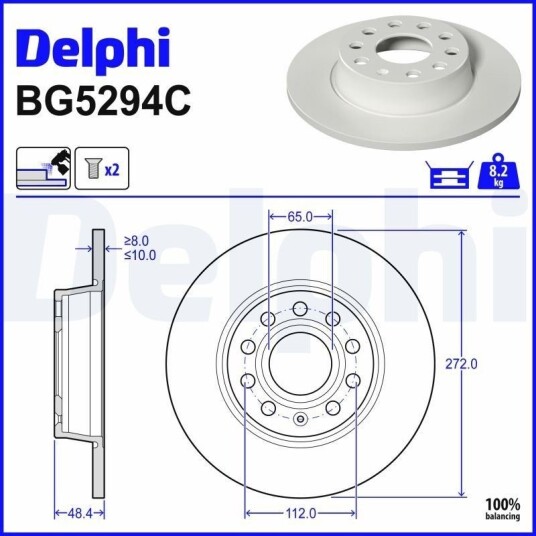 DELPHI BG5294C Bremseskive DELPHI BG5294C Bremseskive