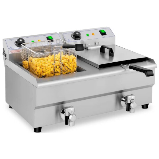Royal Catering Elektrisk frityrkoker   2 x 13 l   Tappekraner   230 V 10011145