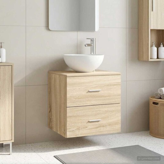  Vegghengt servant med skap Sonoma eik 49,5 x 35 x 63 cm
