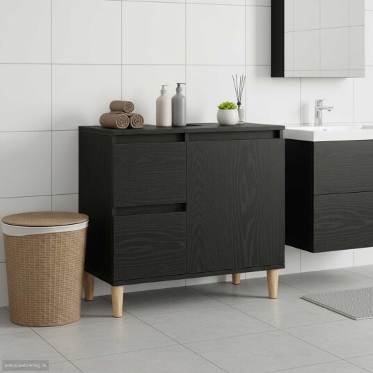  Servantskap Svart Eik 65x33x60 cm Konstruert Tre