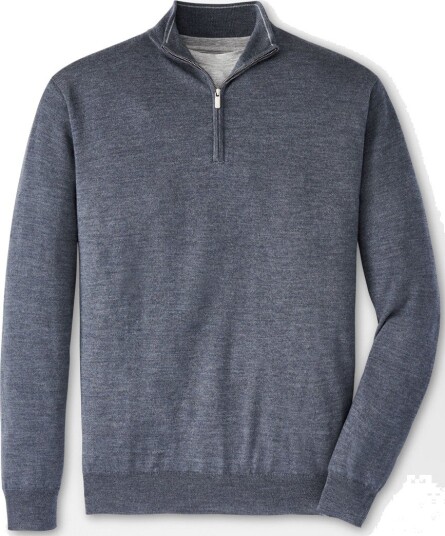 Peter Millar Autumn Crest Quarter Zip Grå Golfgenser herre Charcoal Large