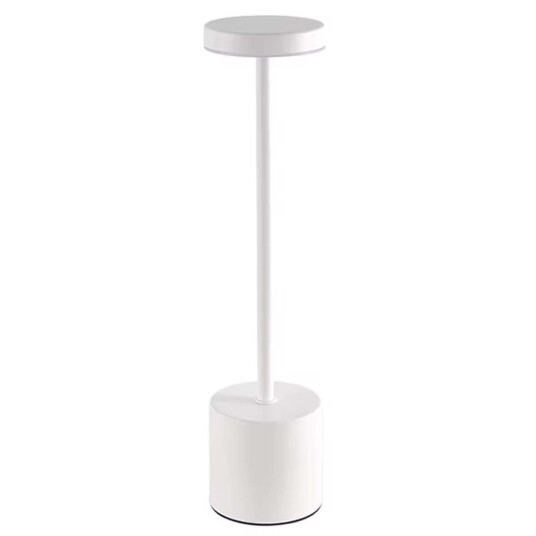 Oppladbar LED Bordlampe i Metall Hvit