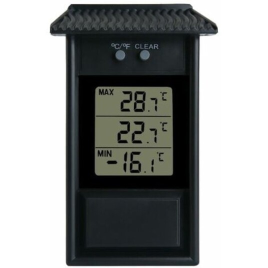 Drivhus Termometer, Vanntett Min Digital Drivhus Termometer Monitor 0,1°C Oppløsning, -20 til 50°C Temperaturområde, Vegg Batteridrevet (Svart)