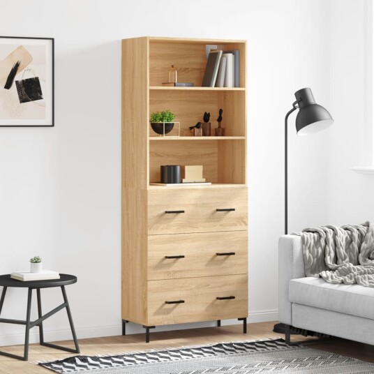 vidaXL Highboard sonoma eik 69,5x34x180 cm konstruert tre 8720845927516