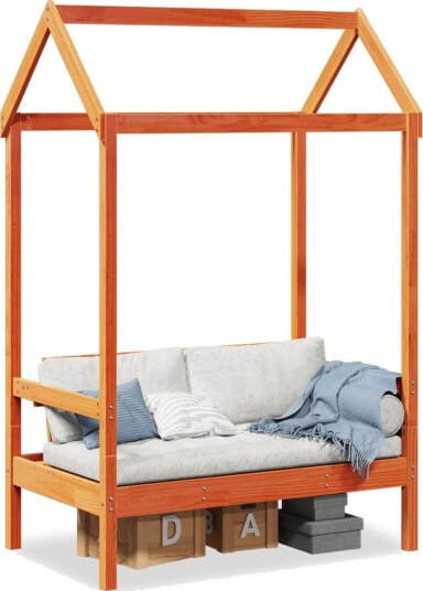  Benk med tak voksbrun 117,5x70x176,5 cm heltre furu
