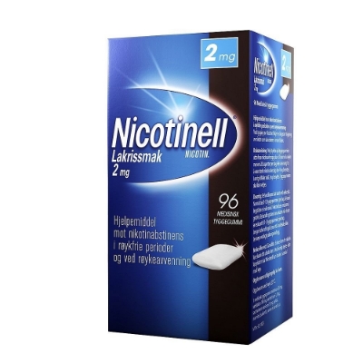 Nicotinell 2mg tyggegummi lakris 96 stk Nicotinell 2mg tyggegummi lakris 96 stk