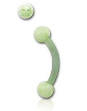 Utgått Skull Green 1.2 x 8 mm Øyenbrynspiercing