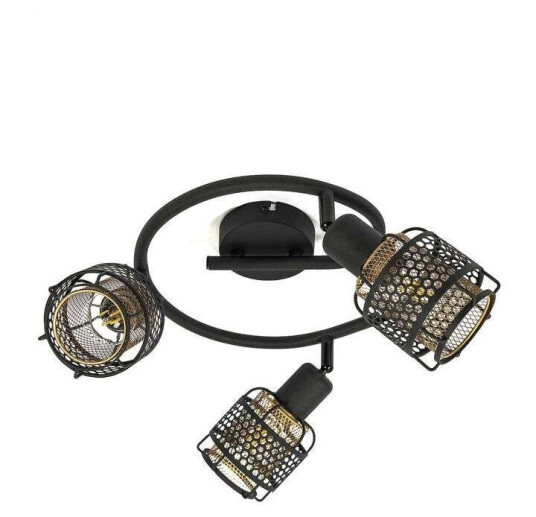 Lindby Eudoria taklampe 3 lyskilder svart/gull
