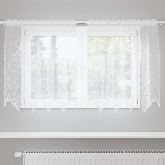Gardiner med gardiner Blomster Hvit 150 x 120 cm Polyester