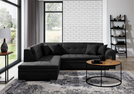 Seksjonssofa Eltap Pieretta 260x207x78 cm Poco 10 Svart Venstre