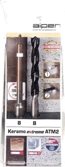 Alpen 300082100 Glass- Og Flisboringsett 2 Deler 8 Mm 1/4 (6,3 Mm) Sylinderskaft, 1 Sett