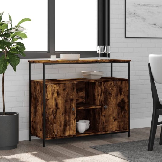 vidaXL Skjenk røkt eik 100x35x80 cm konstruert tre vidaXL Skjenk røkt eik 100x35x80 cm konstruert tre