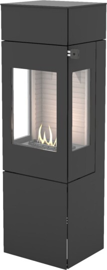 Nexo 140 svart frittstående biopeis med sideglass og ståldør
