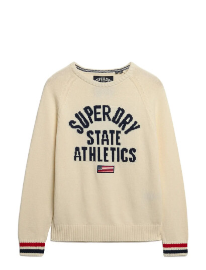Superdry Slouchy Intarsia Graphic Knit - Cream - XS