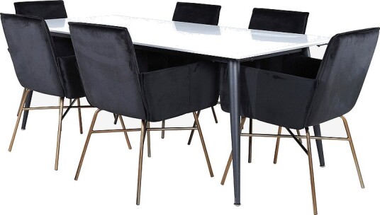Venture Home Spisegruppe Jimmy med 6 stk. spisestoler Petra Hvit Venture Home Spisegruppe Jimmy med 6 stk. spisestoler Petra Hvit