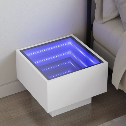  Salongbord med Infinity LED hvit 40x40x30 cm 3284063