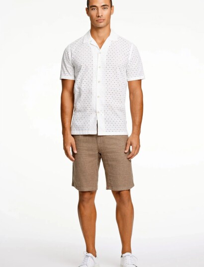 Lindbergh Embroidery Cotton Shirt S/S White XXL