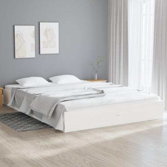 vidaXL Sengeramme hvit heltre 150x200 cm 5FT King Size