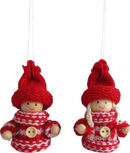Seasons Julepynt Nissepar Strikkegenser 8cm 2pk