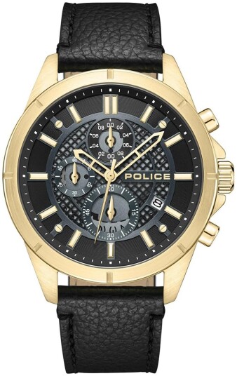 Police Herreklokke PEWGC0054001 Burbank Sort/Lær Ø45 mm