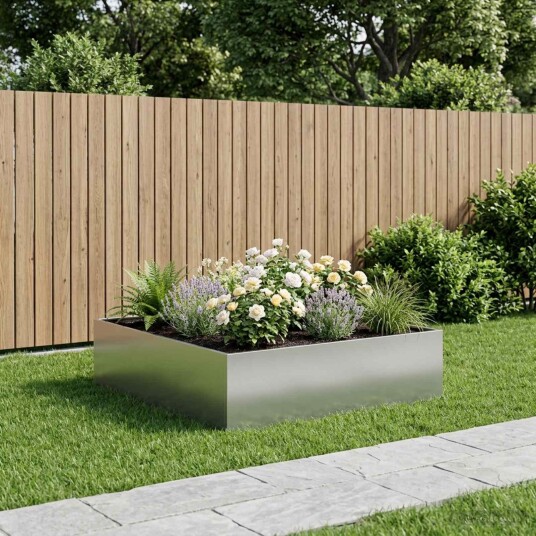 vidaXL Hageblomsterpotte Sølv 100 x 100 x 30 cm Galvanisert stål