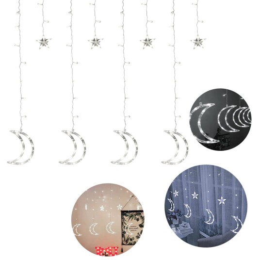 Selgro Lamper måner stjerner julelys gardin 96 LED