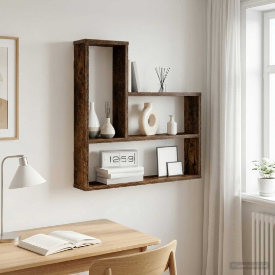 vidaXL Vegghylle Røkt Eik 60 x 11 x 60 cm Konstruert tre