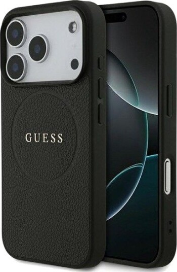 GUESS Grained Ring MagSafe case for iPhone 17 Pro - black