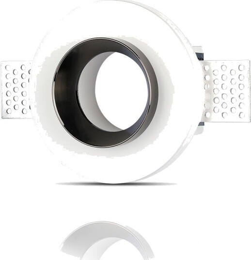 GU10 innbyggingsspot i gips Rund hvit/krom Ø10cm IP20 uten lyskilde