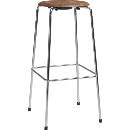 Fritz Hansen High Dot™ Barstol med 4 Ben 76 cm Chrome / Valnøttfiner