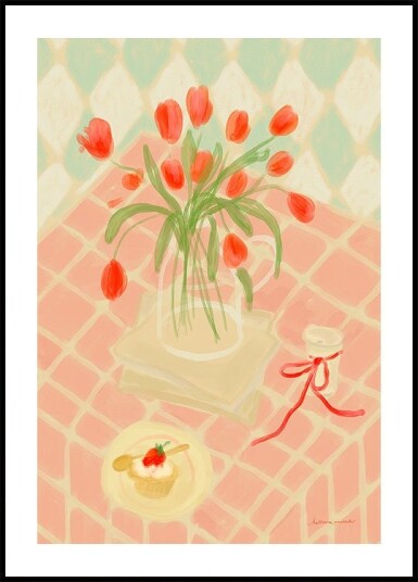 Red Tulips Summer Picnic Plakat Plakat / 21x30cm