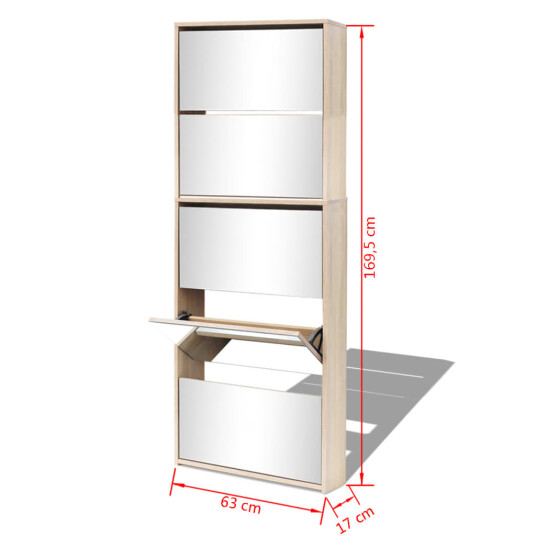 vidaXL Skoskap 5 hyller speil eik 63x17x169,5 cm vidaXL Skoskap 5 hyller speil eik 63x17x169,5 cm