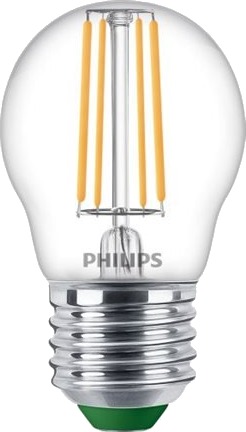 Philips Ultra Efficient Led Filamentlyspære Form: P45 Klar Finish E27 3.8 W Ekvivalent 60 W Klasse A Varmt Hvitt Lys 2700 K Philips Ultra Efficient Led Filamentlyspære Form: P45 Klar Finish E27 3.8 W Ekvivalent 60 W Klasse A Varmt Hvitt Lys 2700 K