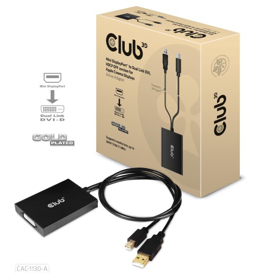 Club 3D Mini DisplayPort til DVI Dual Link 4K Aktiv Adapter - 60 cm
