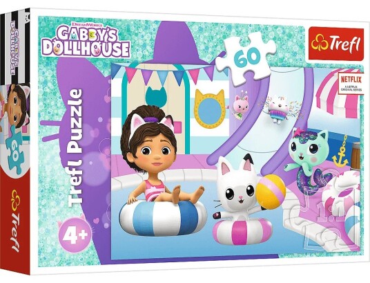 Trefl Puzzle 60 brikker Babby's Dollhouse: Gabby ved bassenget