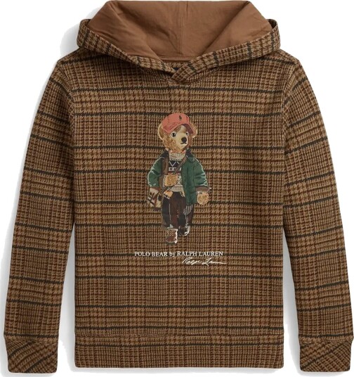 Ralph Lauren Kids Polo Bear Tweed Print Hoodie Brown XL