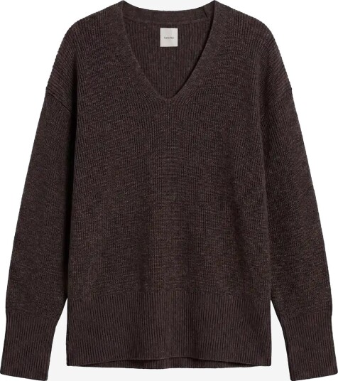 Calvin Klein Wool Blend Vneck Ls Sweater B85 GUNMETAL HEATHER M