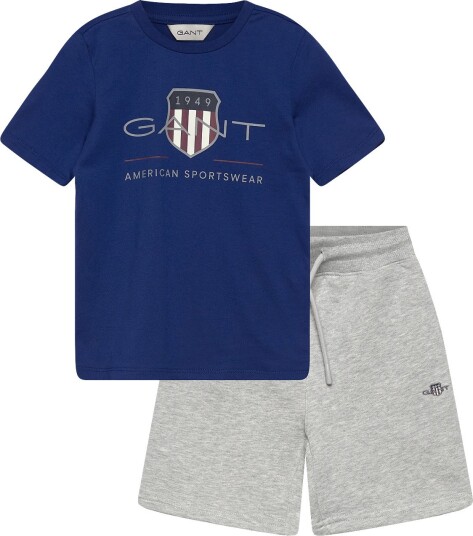 Gant Kids Archive Shield T Shirt And Sweatshort Set CRISP BLUE 110