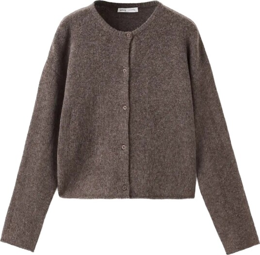 Mango Buttoned Knit Cardigan BROWN 152