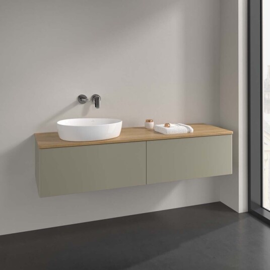Villeroy & Boch  Antao Servantskap med 2 skuffer 160x50x36 cm m/lys Steingrå/Eik