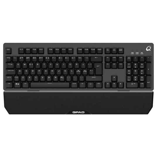 QPAD MK40 Gaming Tastatur med Håndleddstøtte og RGB Belysning, Sort QPAD MK40 Gaming Tastatur med Håndleddstøtte og RGB Belysning, Sort