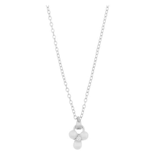 Snö Of Sweden Eira Tripple Pearl Pendant Necklace Silver and Whit