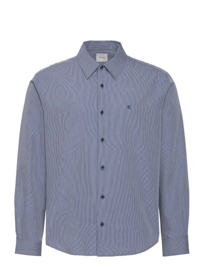 Calvin Klein Ls Yd Stripe Seersucker Classic Blue XS