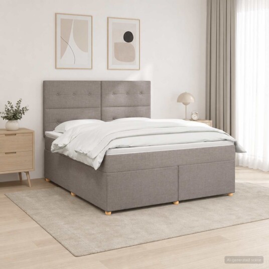vidaXL Kontinentalseng med madrass Gråbrun 180 x 200 cm Stoff