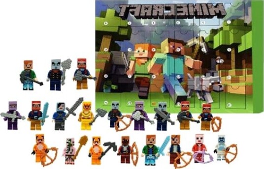 Julekalender 2024 for barn 24 dagers julegavekalender med 24 stk. Minecraft figurer leker blindboks